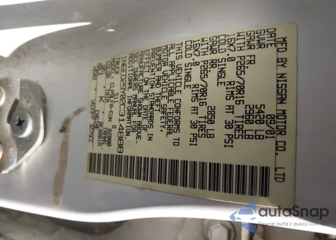 2002 Nissan Frontier Se-V6 z USA, uszkodzony, nr VIN 1N6ED29Y02C314888